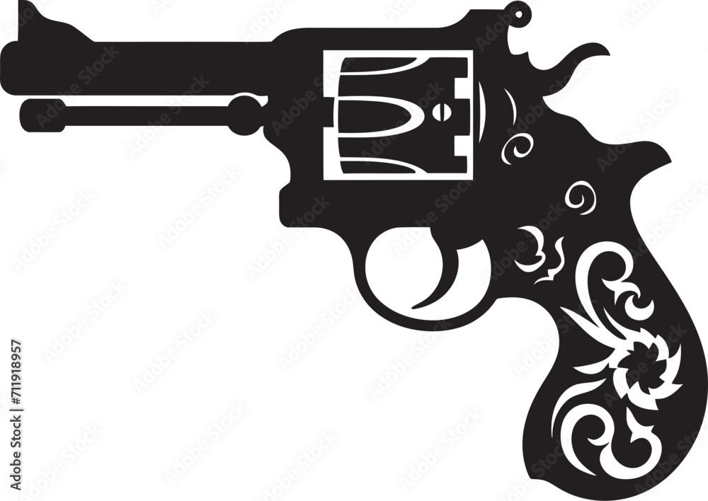 Tactical Trend Crest Trendsetting Revolver Icon in Modern Design 