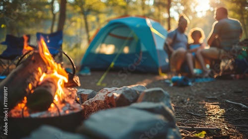 family camping in the nature