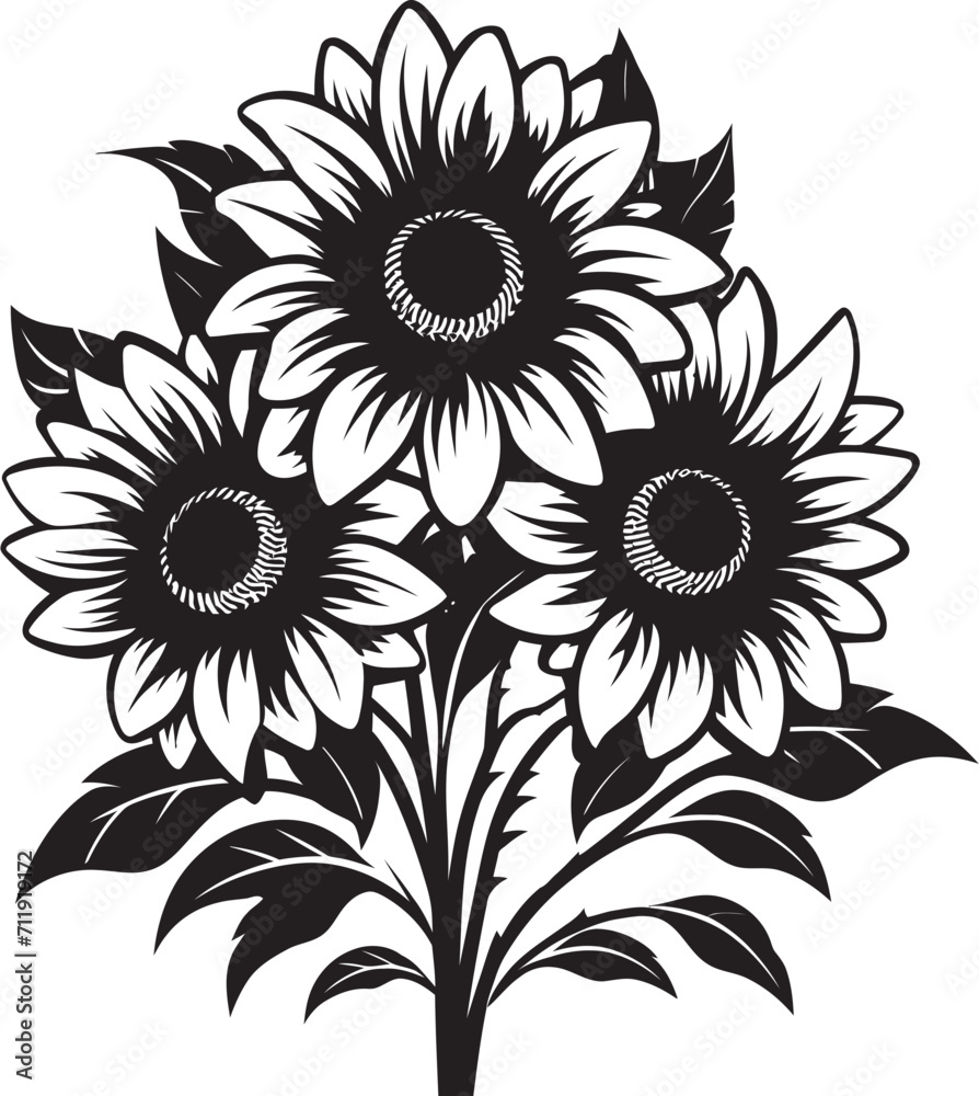 Blossom Brilliance Crest Artistic Vector Logo with Sunflowers in Focus Blossom Brilliance Crest Artistic Vector Logo with Sunflowers in Focus