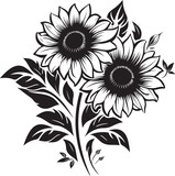 Golden Glow Crest Elegant Logo Featuring Sunflowers in Full Bloom 