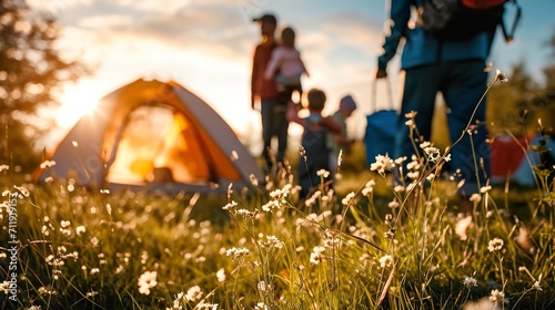family camping in the nature photo