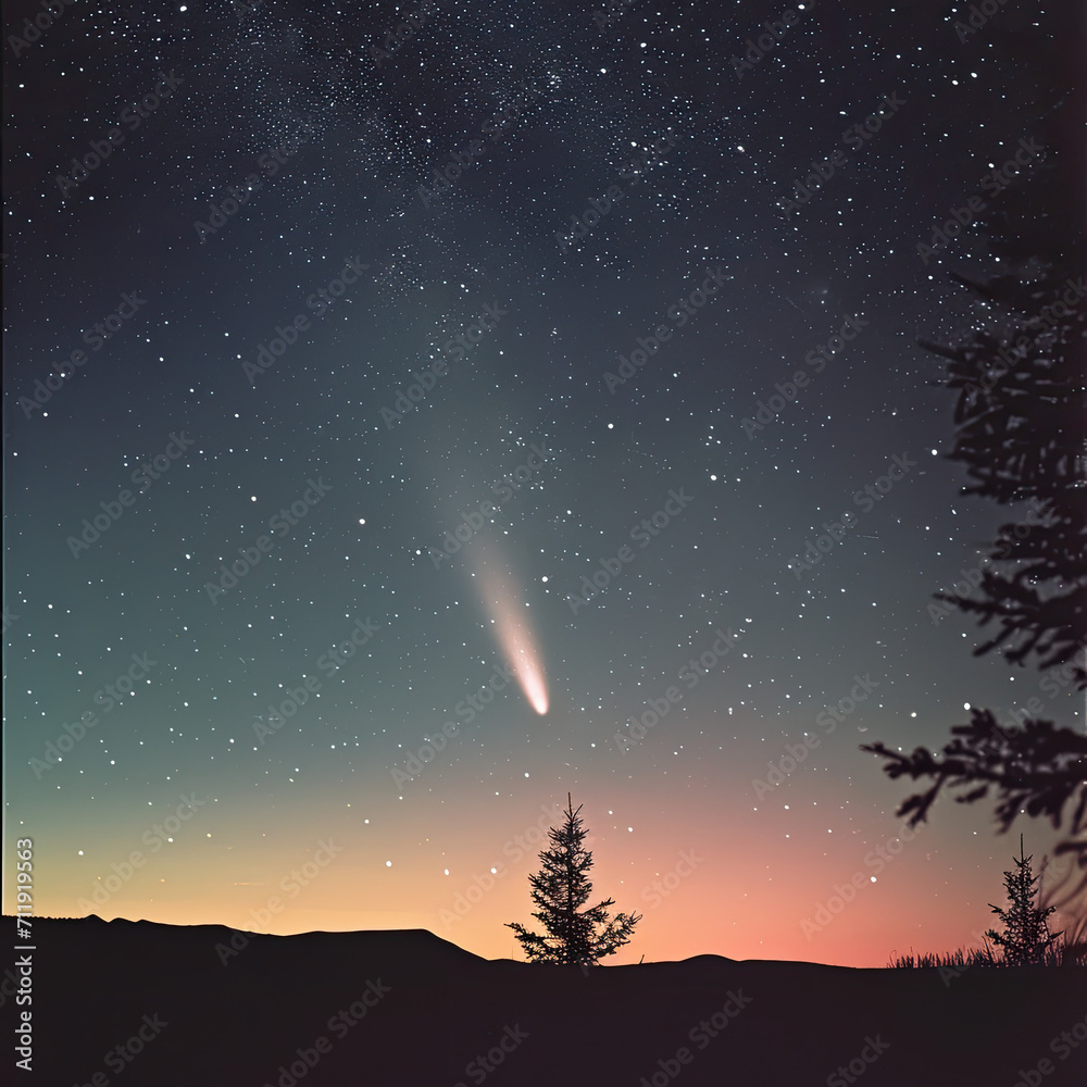 The Comet Streaking Across the Night Sky
