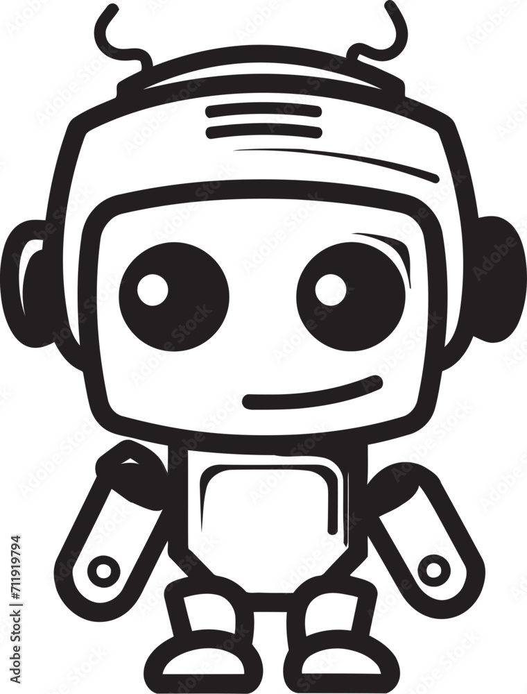 Nano Nudge Badge Vector Icon of a Tiny and Cute Robot for Chat Assistance 