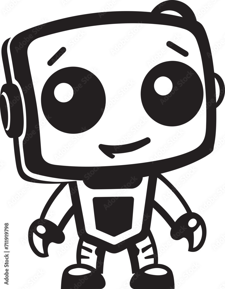 Obraz premium Mini Mech Marvel Crest Tiny Robot Chatbot Icon for Conversational Charm 