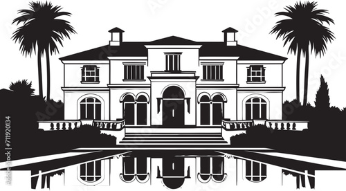 Design Harmony Badge Artistic Emblem with Modern Villa Silhouette 