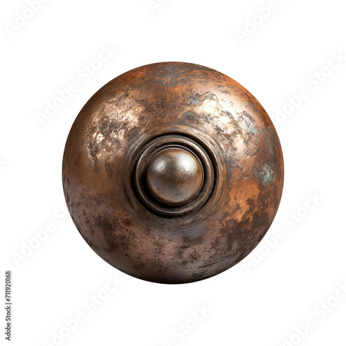Old metal door handle or rusty knob isolated on transparent and white background photo