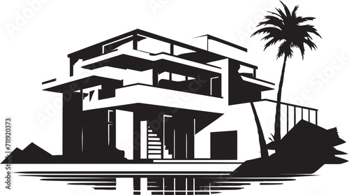 Sky High Residences Crest Minimalist Villa Icon in Stylish Logo 