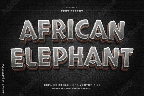 African Elephant 3D Editable Text Effect photo