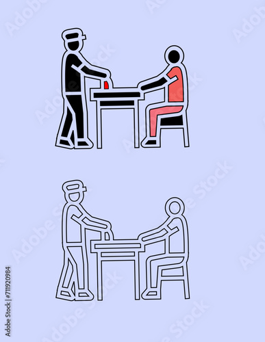 Vector illustration of a detective interrogating suspect at detention room, silhouette