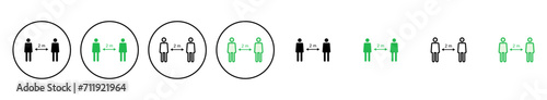 Social distance icon set. social distancing icon. self quarantine sign