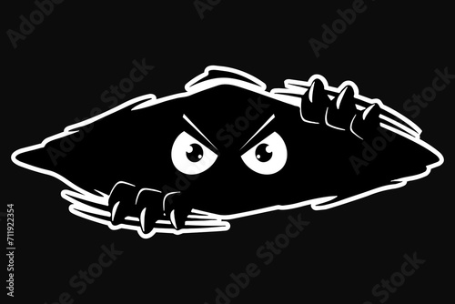 Schilderij op canvas black and white boogie man cartoon character