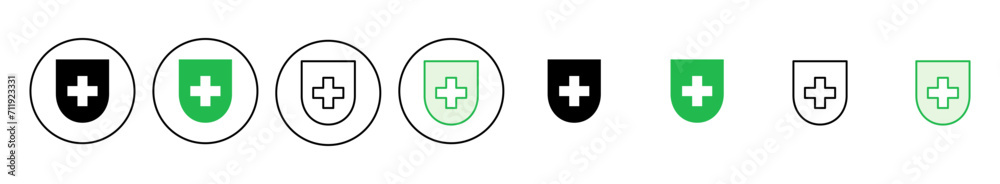 Obraz premium Health insurance icon set. Insurance health document icon