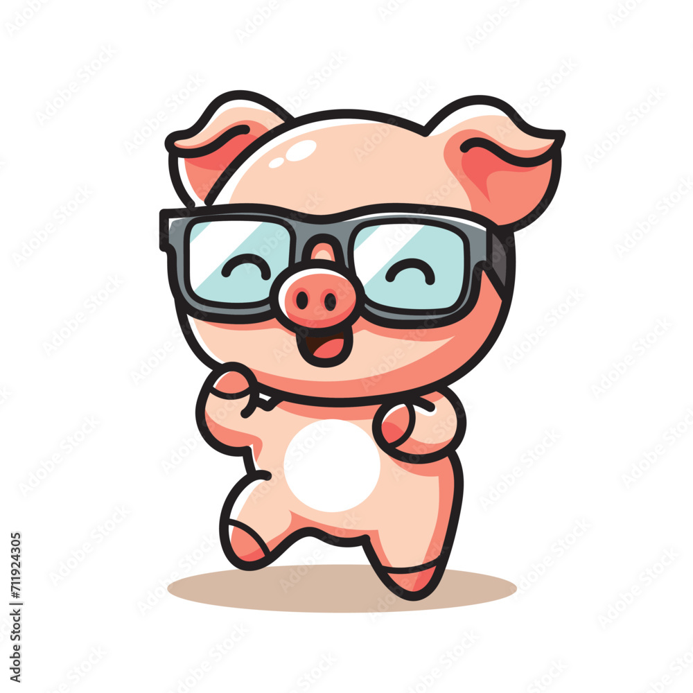 cute vector design illustration of cheerful pig