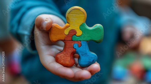 Puzzle as a symbol of the autism spectrum World Autism Awareness Day Symbol Incorporation of the World Autism Awareness