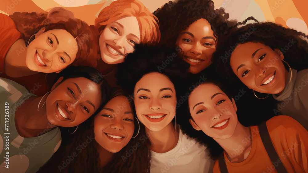 Digital Illustration of a Group of Diverse Women