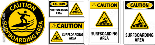 Water Safety Sign Caution - Surfboarding Area