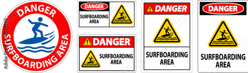 Water Safety Sign Danger - Surfboarding Area