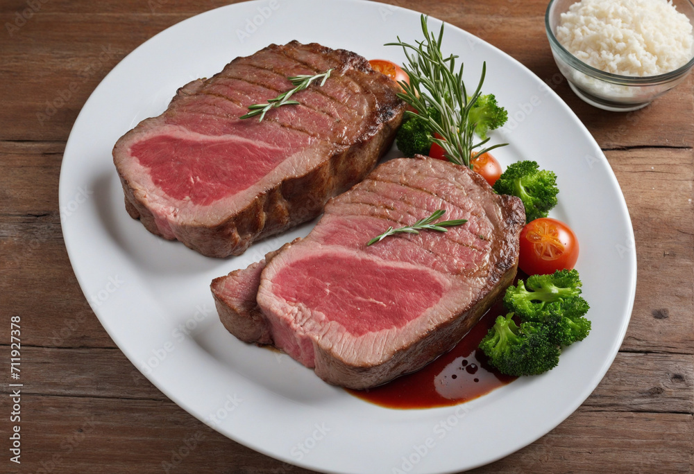 Sizzling Beef Steaks on a Platter