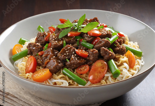 Crispy Beef and Vegetable Stir Fry Bowl