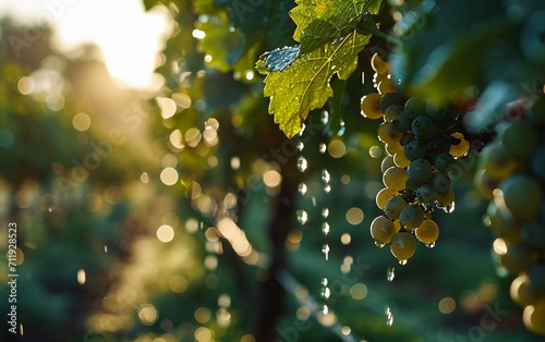 Close up photography of Vineyard after the rain 