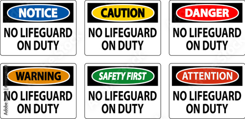 Pool Warning Sign No Lifeguard On Duty