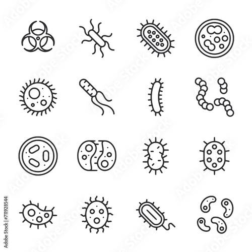 Set of Microorganism icon for web app simple line design photo