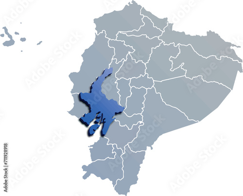 GUAYAS DEPARTMENT MAP PROVINCE OF ECUADOR 3D ISOMETRIC MAP