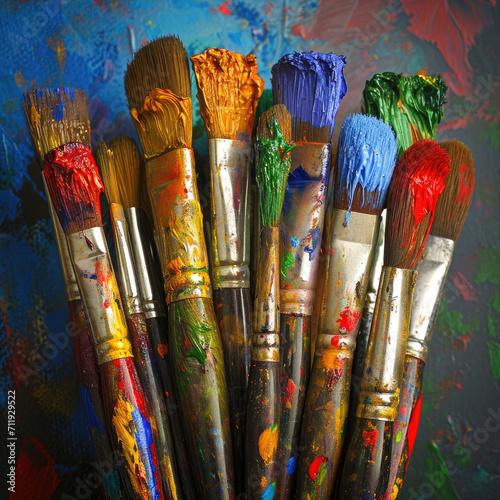 Artistic Mastery Evolution with Arranging Paintbrushes