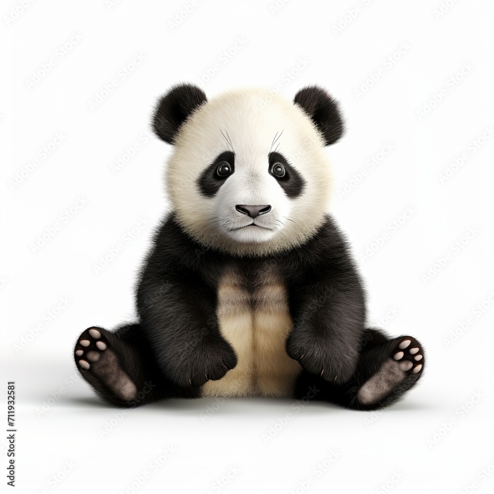 A cute baby panda sitting down A cute baby panda sitting down