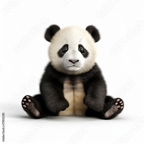 A cute baby panda sitting down