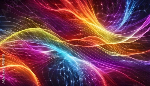 Wallpaper Multicolored Energy Flow Background, vibrant colors.