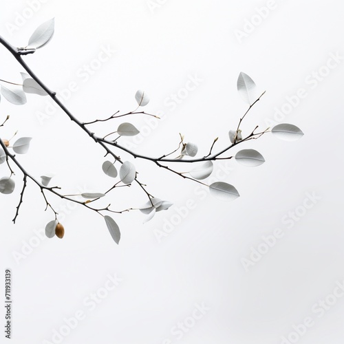 leaf twigs white background
