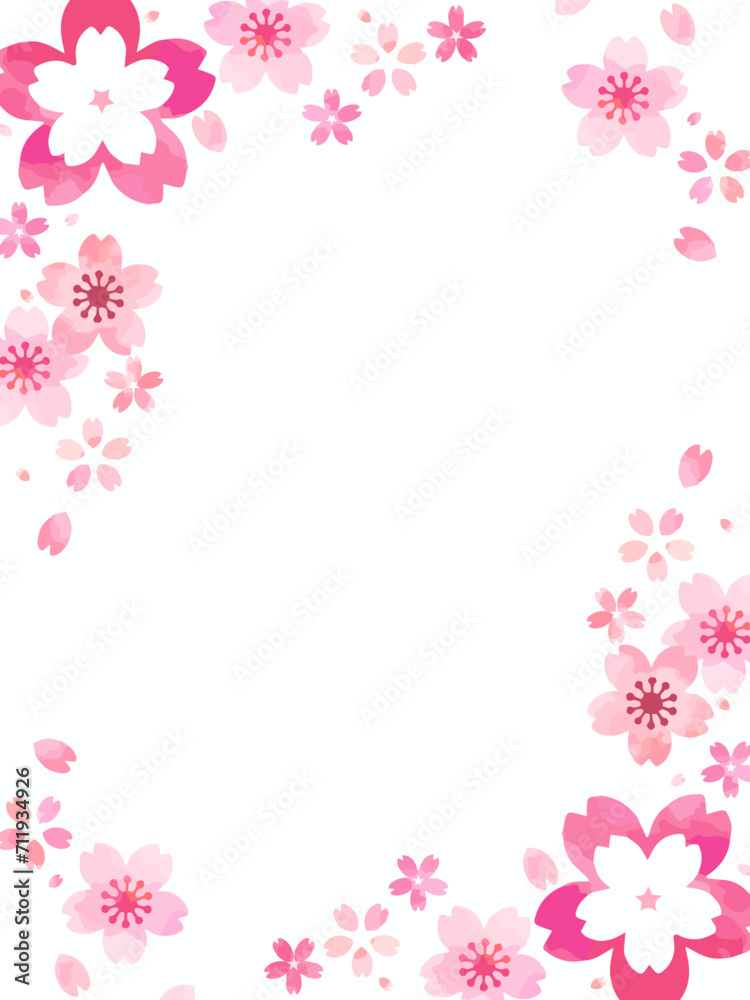 桜の花のフレーム型のテンプレート