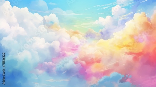 Colorful pastel clouds in sky for dreamy background. Serenity and nature. © Postproduction