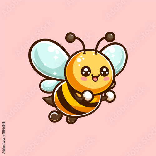 vector cute bee flying cartoon vector icon illustration. animal nature icon concept isolated premium vector