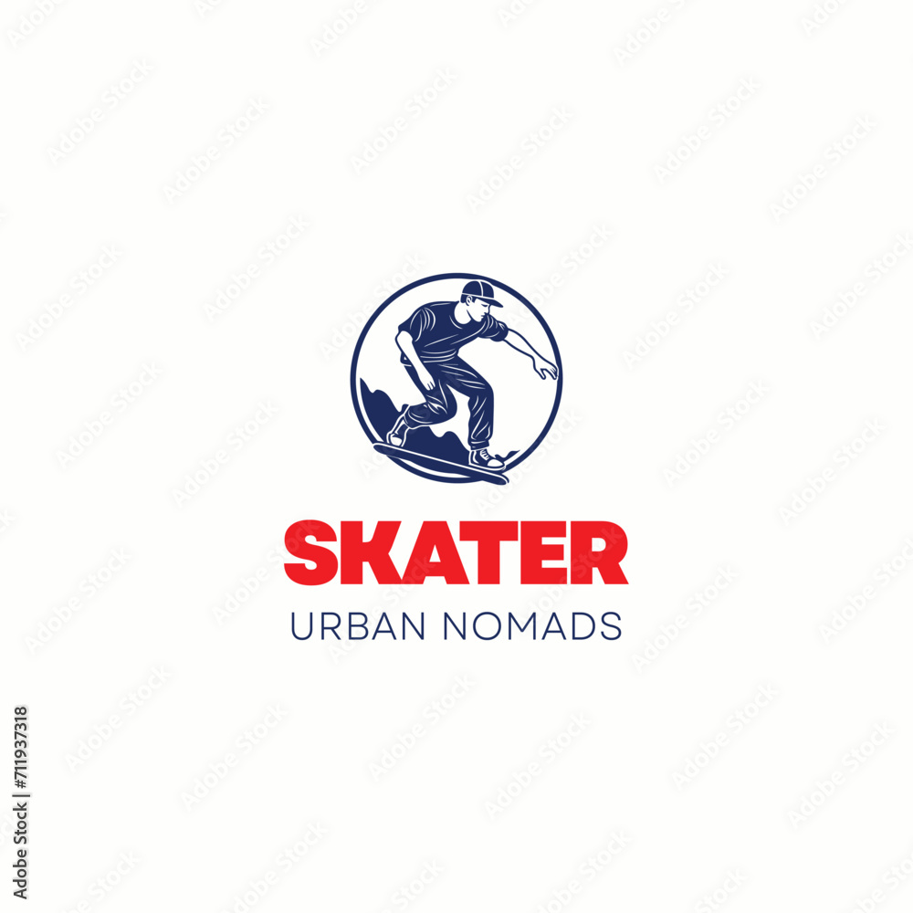 Figure skater silhouette male logo design vector