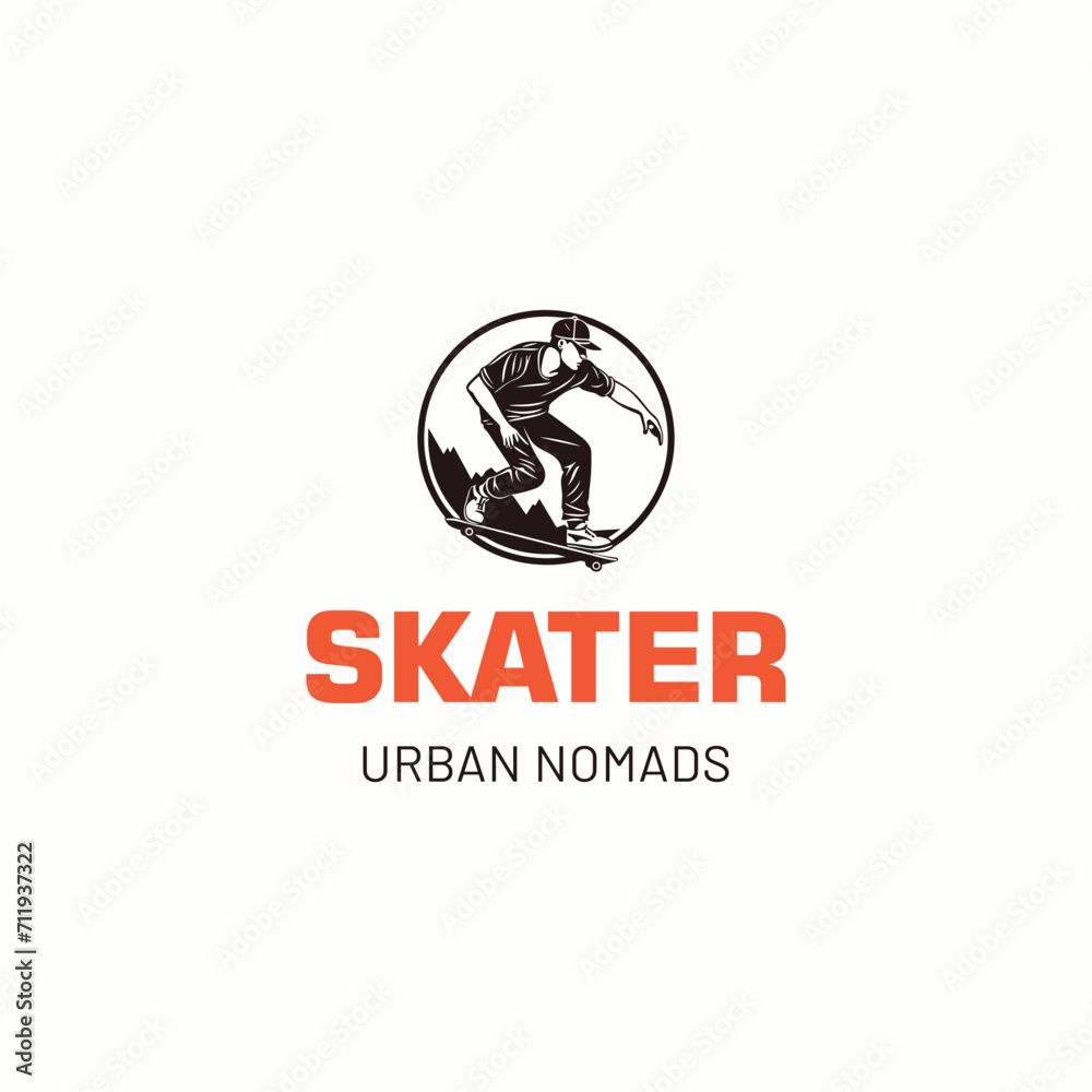 Figure skater silhouette male logo design vector Figure skater silhouette male logo design vector