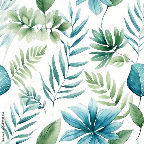 Seamless pattern of Boho foliage botanical tropical leaves and floral pattern. Wrapping paper pattern