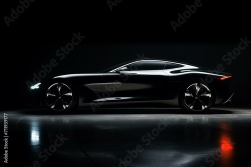 sleek vehicle on shadowy backdrop. Generative AI © Adelais