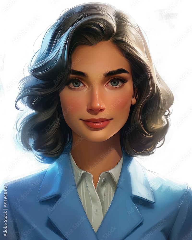 business woman portrait illustration work character, white background business woman portrait illustration work character, white background