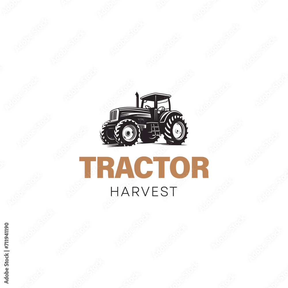 tractor illustration emblem logo vector
