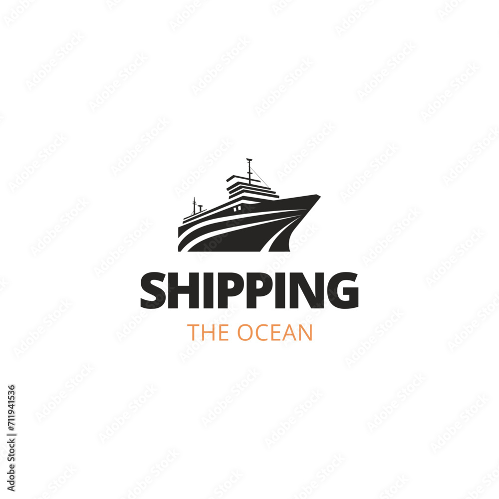 Ship logistics and ship express delivery company logo design template