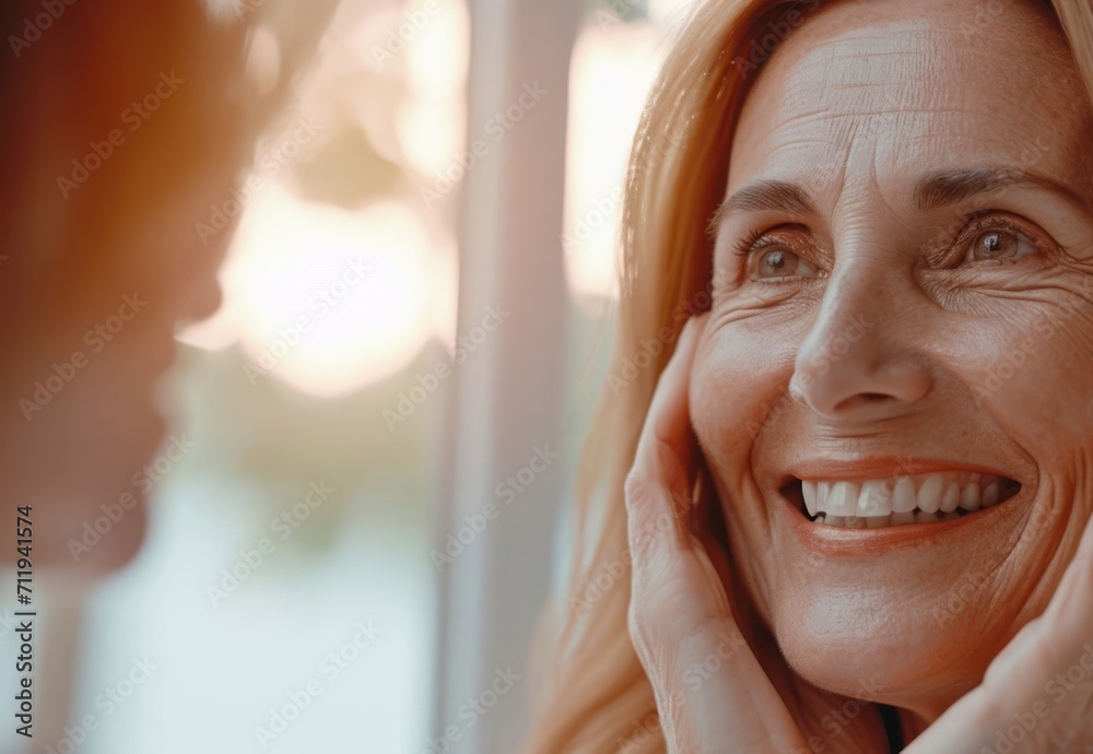 Two Women Engage in a Friendly Conversation and Exchange Smiles Generative AI Two Women Engage in a Friendly Conversation and Exchange Smiles Generative AI
