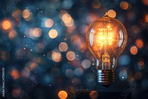 lightbulb glowing brightly, symbolizing creativity and innovation Concept of investing in their ideas photo