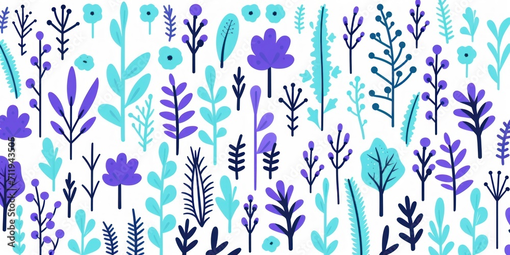 Fototapeta Lavender and turquoise simple cute minimalistic random satisfying item pattern