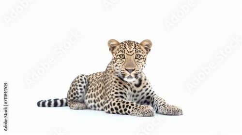 A leopard isolated on white background in studio (1)Ai Generative
