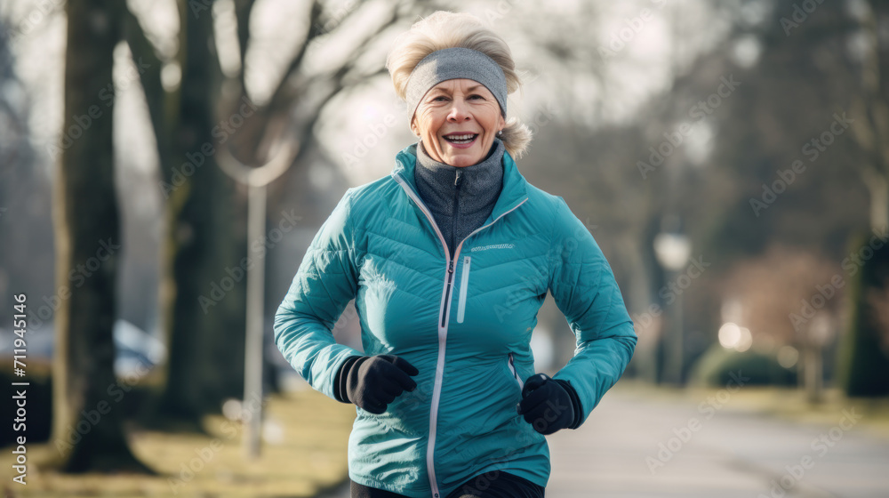 Elderly person running in the park Elderly person running in the park