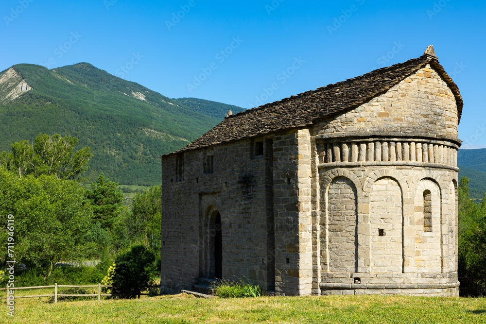 Church of San Juan de Busa, route of Romanesque churches of Serrablo, province of Huesca, Aragon, Spain