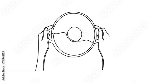 Continuous one line animation. Hand drawn animated motion graphic element of a chef's hand
holding a frying pan preparing food. Cooking action concept. 4k videos