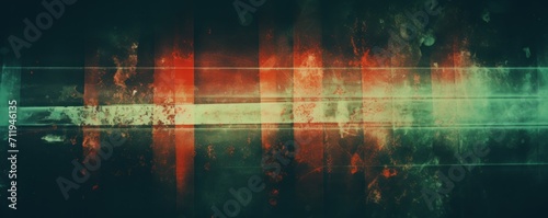 Old Film Overlay with light leaks  grain texture  vintage red and green background